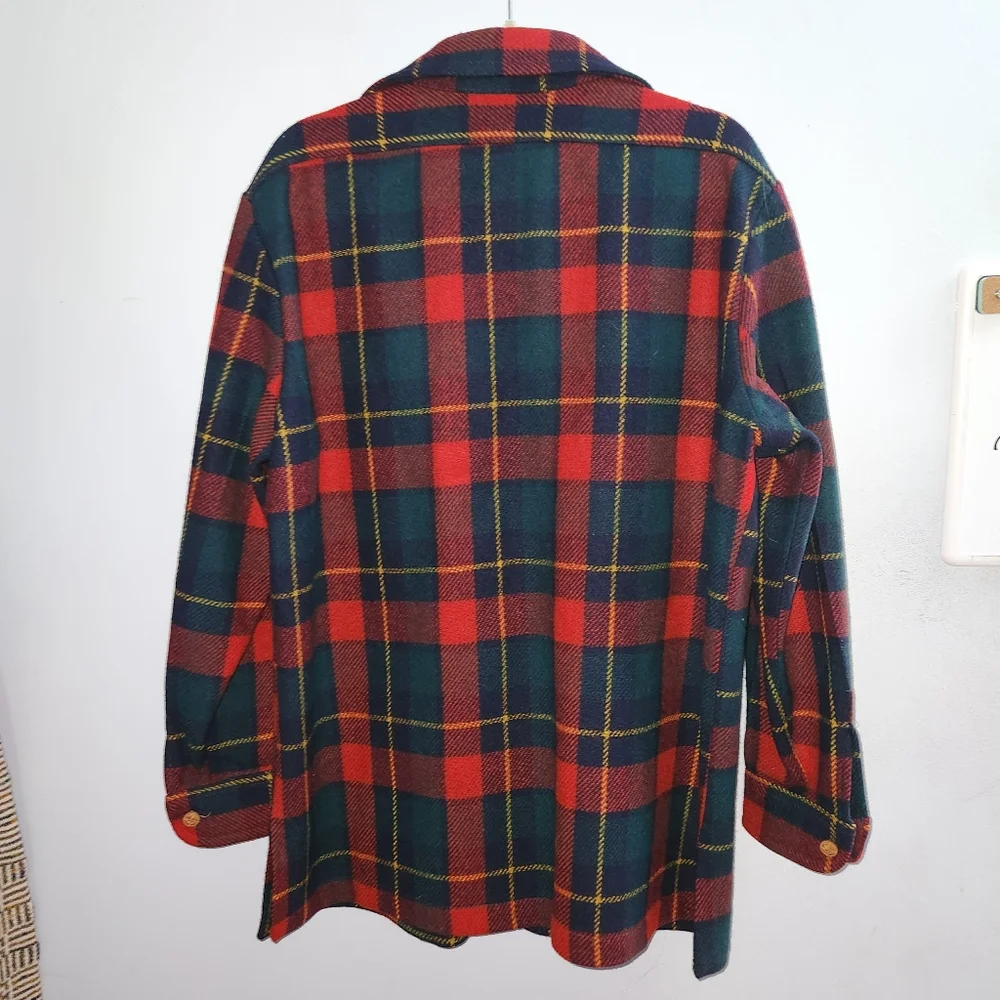 Pendleton LOBO Virgin Wool Plaid Button Down Shirt Jacket Shacket Vtg 1970s L